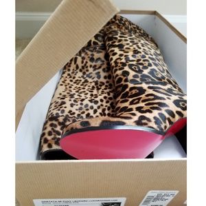 NWT Louboutin Pony Leopard Boots, 38.5